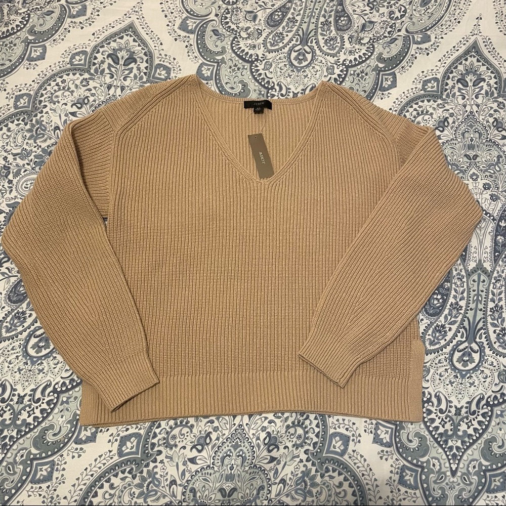 NWT J. Crew Ribbed V Neck Beach Sweater